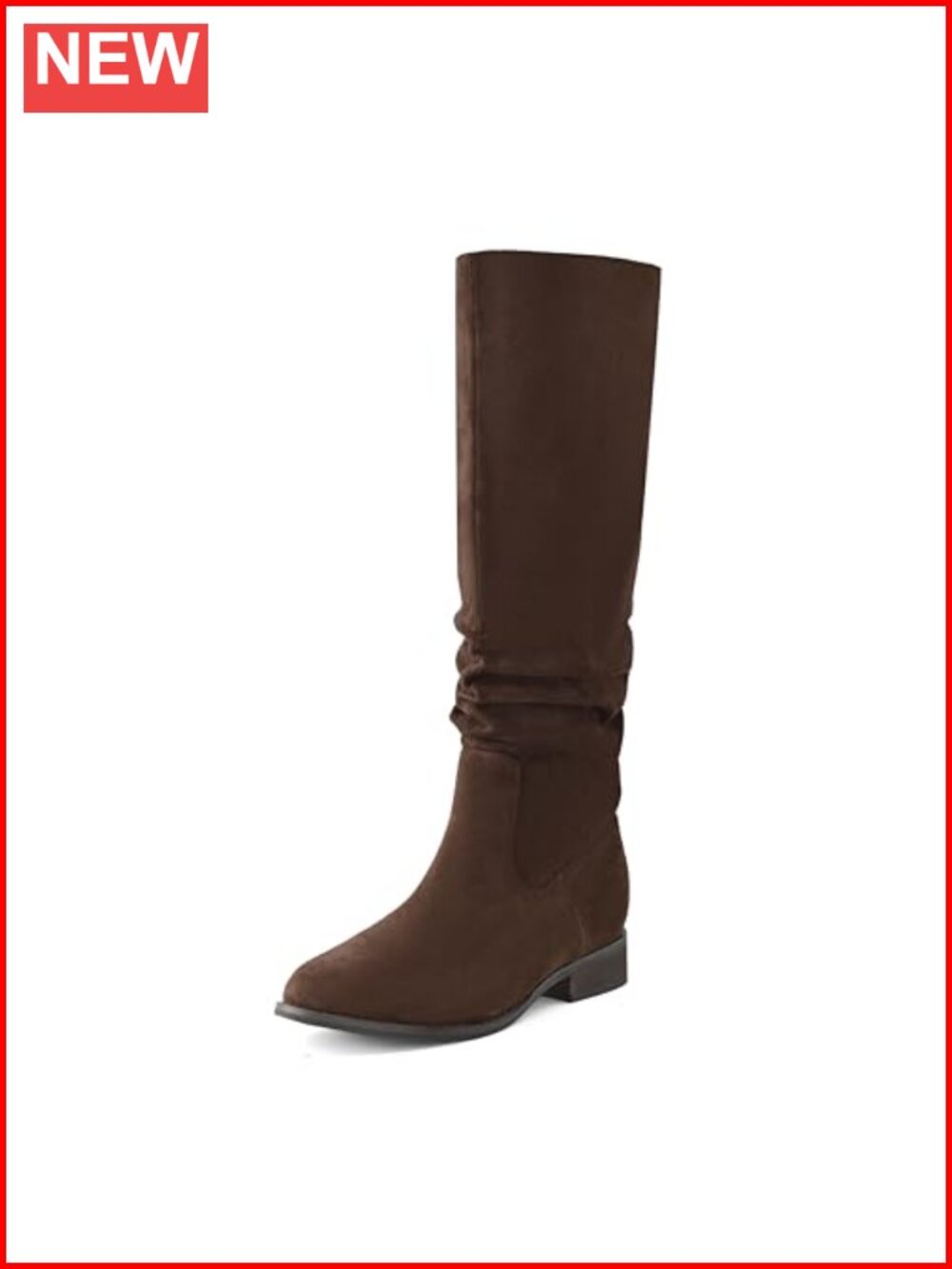 Knee High Boots Faux Suede Pointed Toe Slouch Flat Low Heel